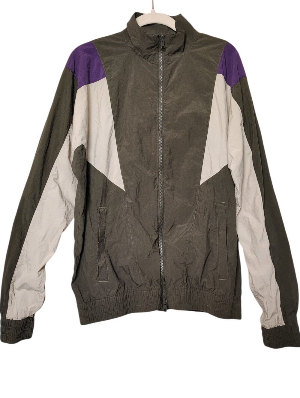 Outdoor Voice Recnylon Colorblock Retro Style Windbreaker Zip Jacket